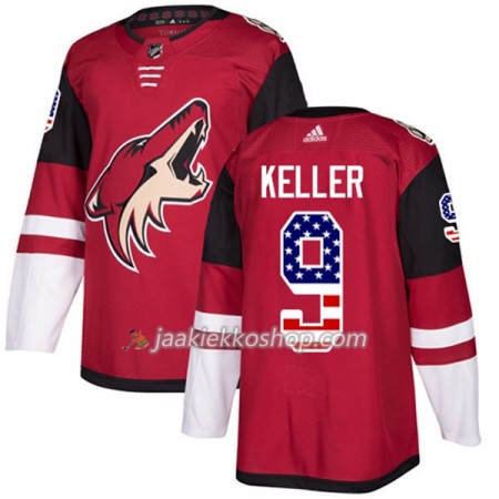 Miehille NHL Arizona Coyotes Pelipaita Clayton Keller 9 Adidas 2017-2018 Punainen USA Flag Fashion Authentic